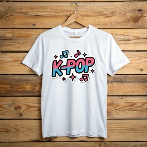 Retro K-POP Shirt Design | Bold Neon Typography T-Shirt Graphic | EPS, JPEG, PNG Mockup Included cover image.