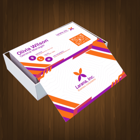 Modern Business Consultant Company Card in orange,purple & reddish colour cover image.