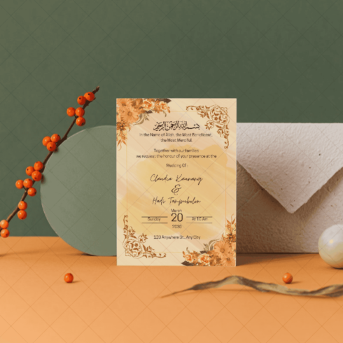 Wedding Invitation Card "Two Hearts, One Soul" cover image.