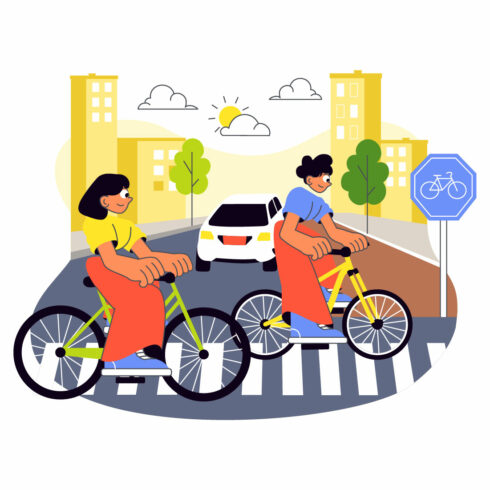 10 Urban Cycling Illustration cover image.