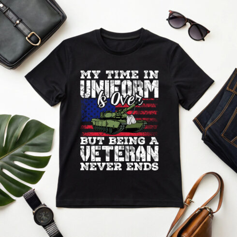 veteran pride t shirt design with american flag tank and patriotic quote cover image.