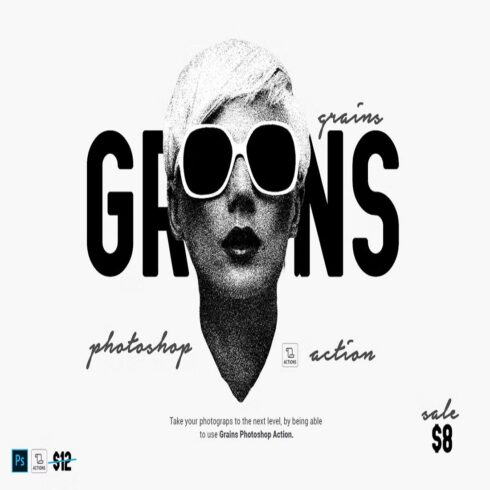 Vintage Grain Photoshop Action cover image.