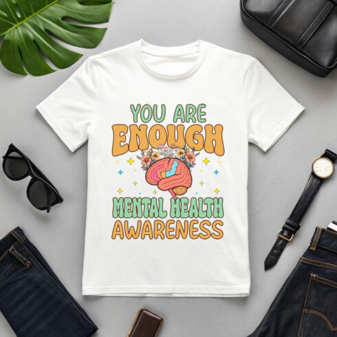 You Are Enough Motivational Brain Design for Mental Health Awareness Merchandise cover image.