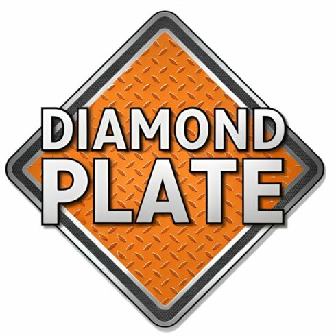 Diamond plate sign isolated on white background a bold and industrial graphic element, perfect for adding a touch of ruggedness and durability to your designs cover image.