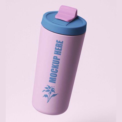 Pastel Travel Tumbler Mockup, Minimalist Reusable Cup Design Template cover image.