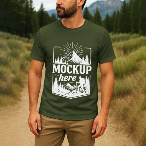 Outdoor Adventure T-Shirt Mockup – Editable Hiking Shirt Template cover image.