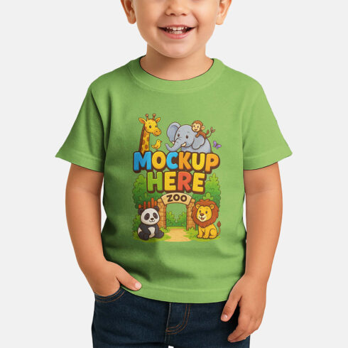 Cute Kids T-Shirt Mockup with Cartoon Design cover image.