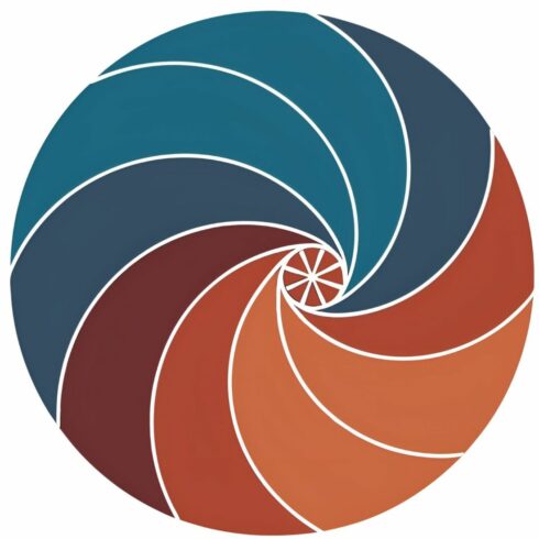A mesmerizing spiral design featuring a harmonious blend of blue and orange hues, creating a visually captivating and dynamic composition cover image.