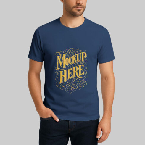 Classic Men T-Shirt Mockup Front View cover image.