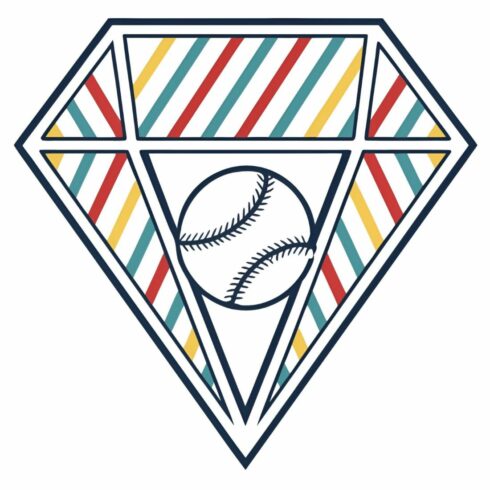 Baseball diamond logo with colorful stripes isolated on white background, a modern and eyecatching design for sports teams, leagues, or events cover image.