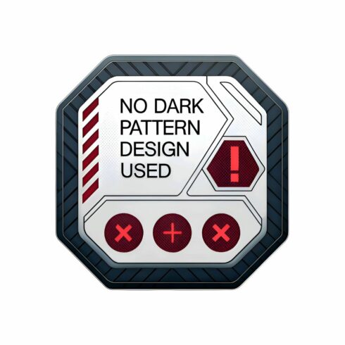No dark pattern design used logo isolated on white background, a symbol of ethical design and usercentric approach, representing transparency and honesty cover image.