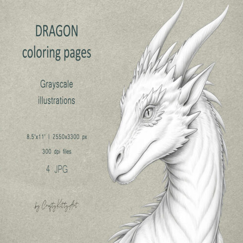 Dragon coloring pages for adults, Fantasy dragons portraits cover image.
