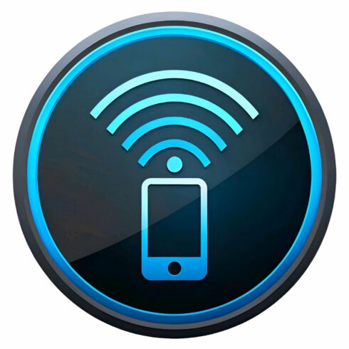 Smartphone emitting wifi signal, representing wireless connectivity and mobile technology, isolated on white background cover image.