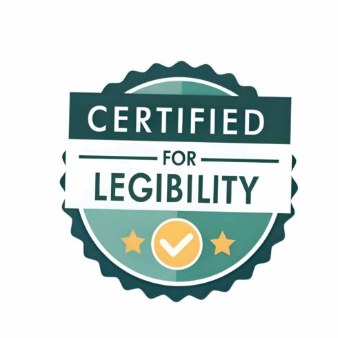 Certified for legibility badge isolated on white background, ensuring clear and readable content, indicating quality and compliance with readability standards cover image.
