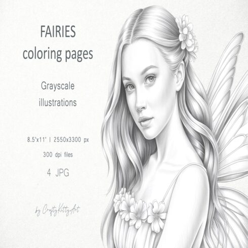 Fairies coloring pages for adults, Butterfly fairy girls cover image.