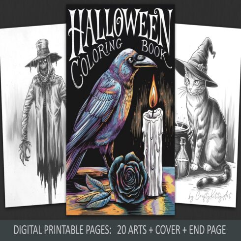 Halloween coloring book, Spooky coloring pages for adults cover image.