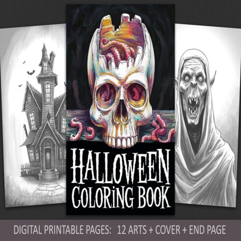 Halloween coloring book, Spooky coloring pages for adults cover image.
