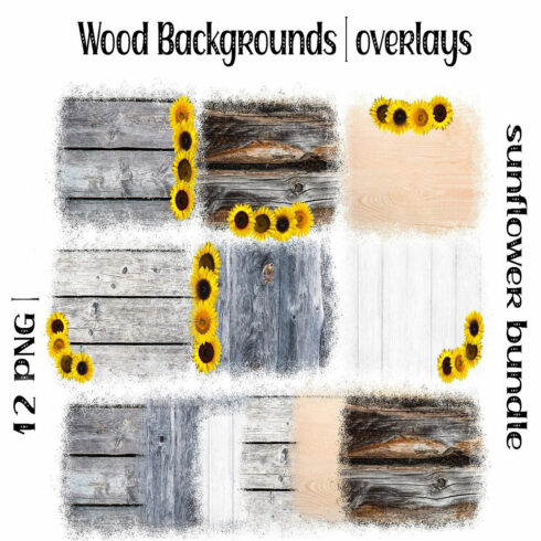 Wood Texture Sublimation wooden background sunflower bundle cover image.