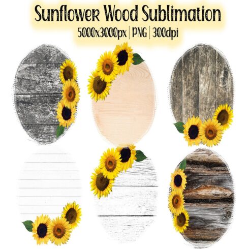 Sunflower Sublimation wood shape 6 Rustic Wood backgrounds cover image.