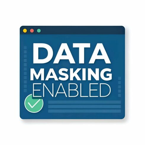 Data masking enabled vector illustration isolated on white background protecting sensitive information through data masking techniques for enhanced privacy and security cover image.