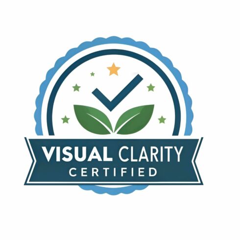 Visual clarity certified badge isolated on white background a symbol of clear and understandable visual communication, ensuring information is easily accessible cover image.