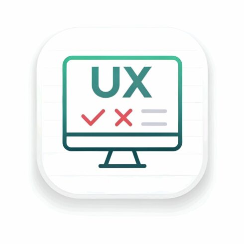 Ux design on computer screen isolated on white background, showing user experience testing with check, cross, and equal signs, representing evaluation and feedback cover image.