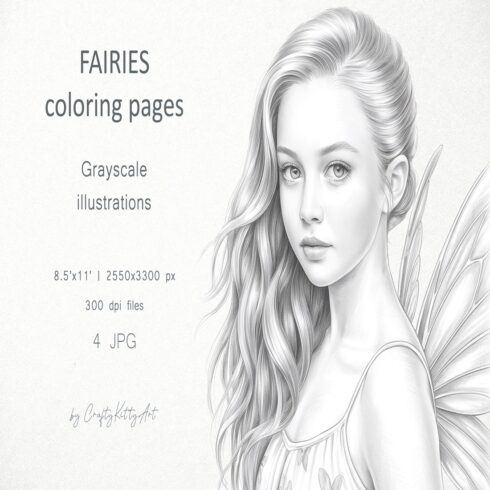 Fairies coloring pages for adults, Butterfly fairy girls cover image.