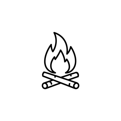 Campfire Line Art Icon for Outdoor Camping and Adventure cover image.