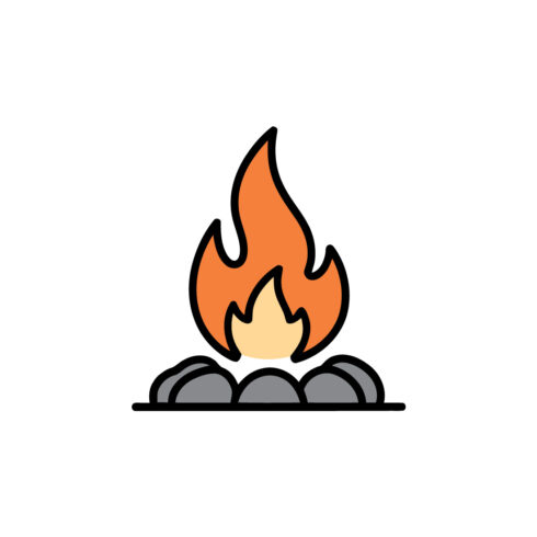 Campfire Icon with Stones for Outdoor Camping and Adventure cover image.