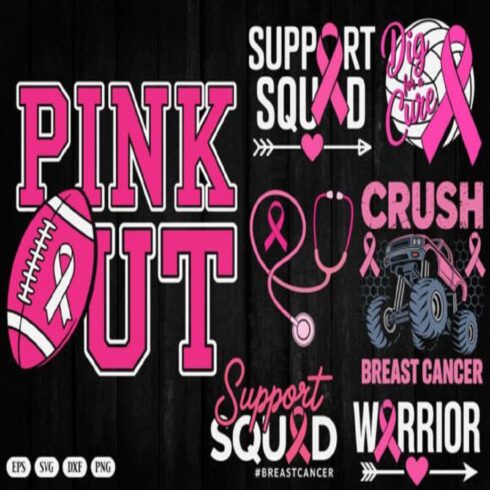 50 Breast Cancer Svg Mega Bundle Files cover image.