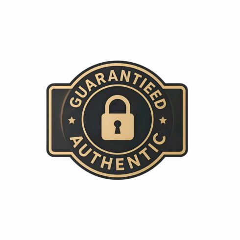 Guaranteed authentic badge isolated on white background a symbol of trust, quality, and security, assuring customers of genuine and reliable products or services cover image.