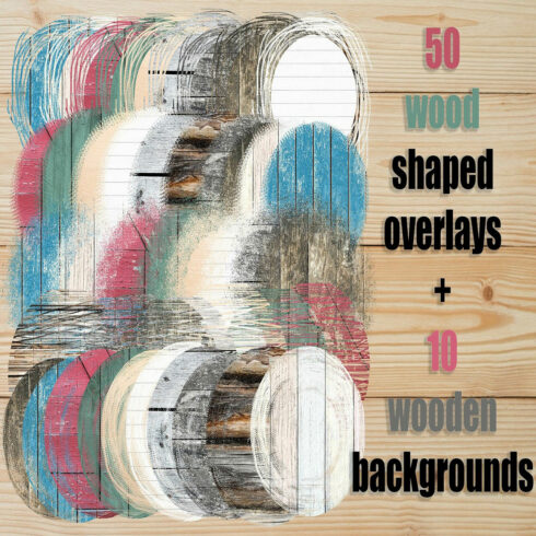 Wood Sublimation Textures Overlays, Shapes round Backgrounds cover image.