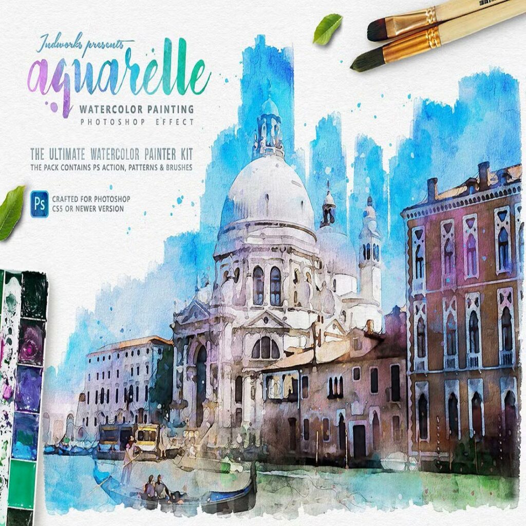 Aquarelle Watercolor PS Action - MasterBundles