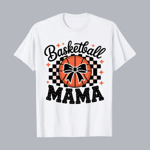 Basketball Mama T-shirt with Bold Checkerboard Design T-Shirt Design PNG cover image.