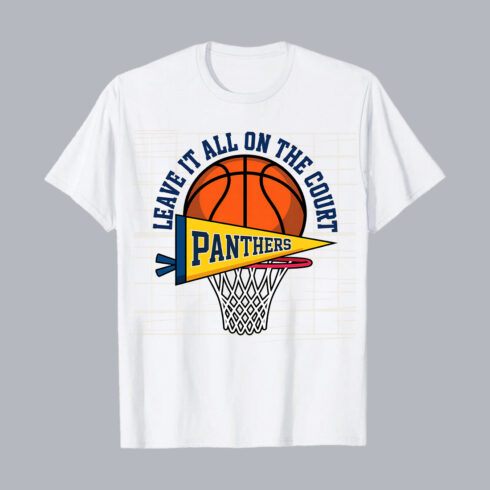 Leave It All on the Court Basketball Panther Logo T-Shirt Design PNG cover image.