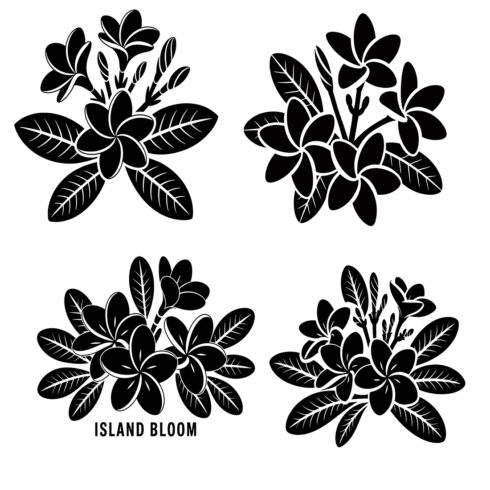 Island Bloom Floral Silhouette Set – Tropical Flower Vector Bundle vector cover image.