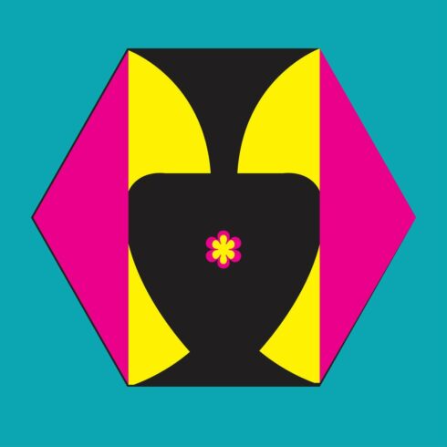 two icon with different colors yellows pink and black colors use pen tool and background light green and black cover image.