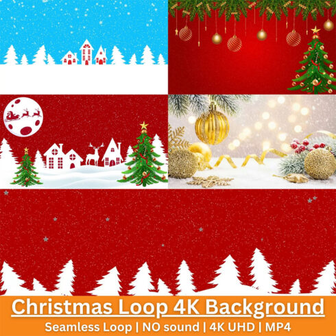 Christmas Loop Video Background Bundle of 5 cover image.
