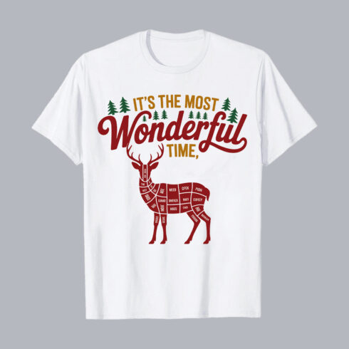 "It's the Most Wonderful Time" Christmas T-Shirt – Reindeer Holiday Design T-Shirt Design PNG cover image.