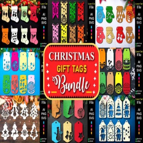 Christmas Paper Cut Gift Tag Mega Bundle cover image.