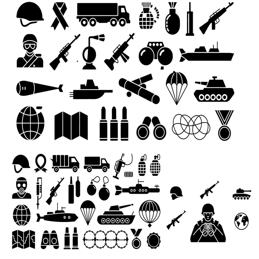 Military Silhouette Vector Set – Army Weapons, Soldiers, and Vehicles ...