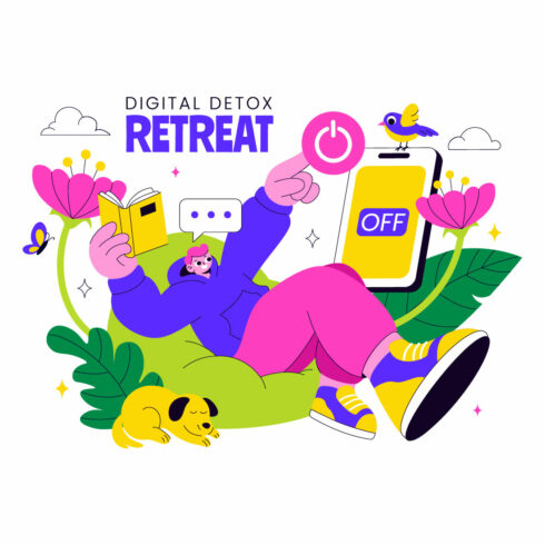 10 Digital Detox Retreat Illustration cover image.
