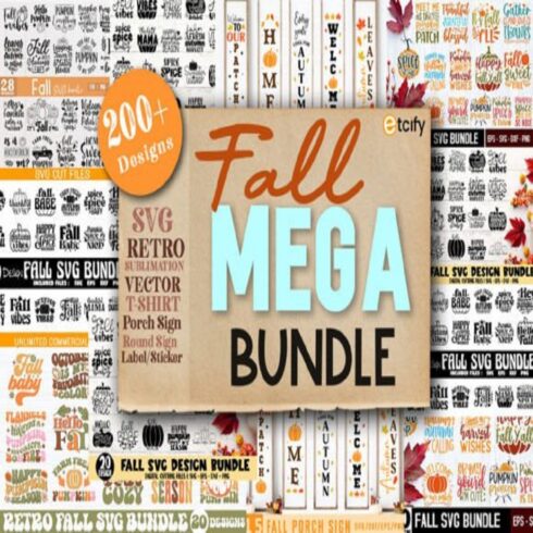 FREE Fall Mega Bundle, Fall Svg Bundle cover image.