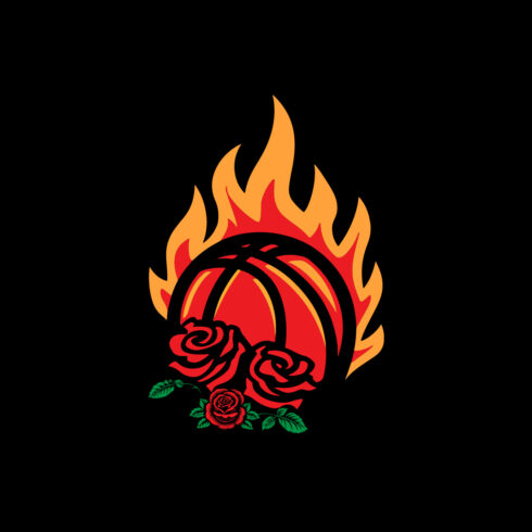 Flaming Basketball with Red Roses cover image.