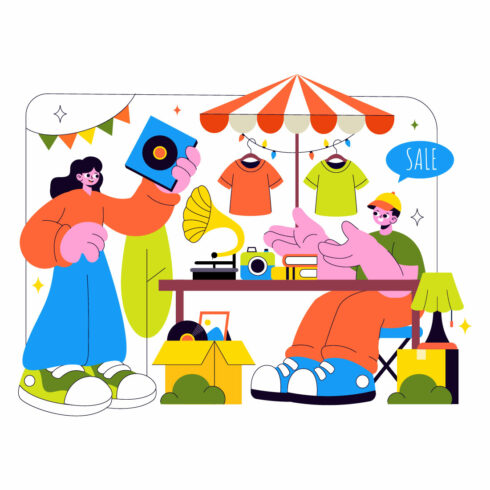 10 Flea Market Vector Illustration cover image.