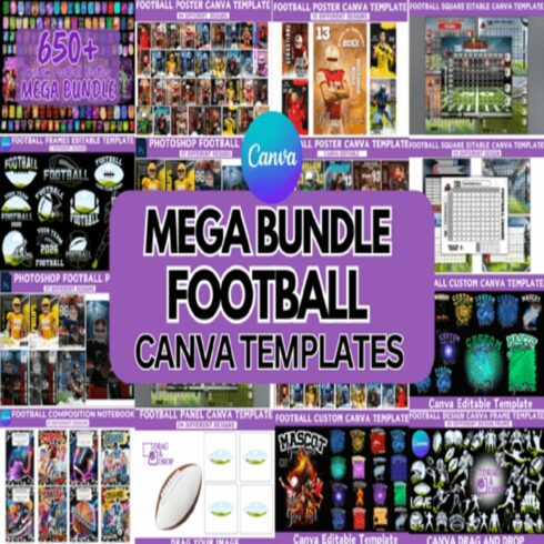 Football Editable Canva Mega Bundle cover image.