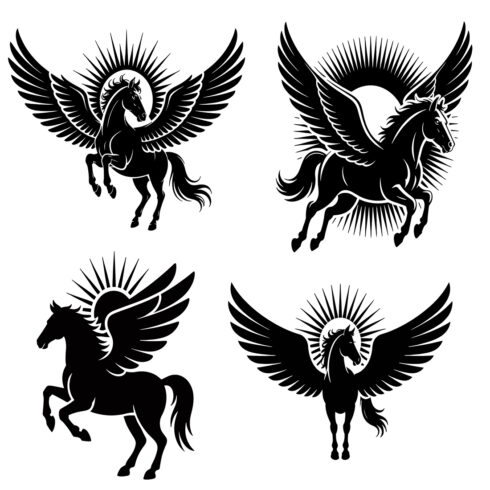Pegasus Silhouette Vector Set – Flying Horse Mythical Creature Collection vector cover image.