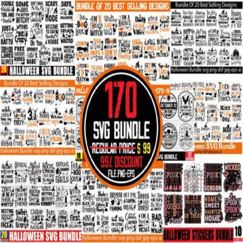 FREE Halloween Mega Bundle,170 Designs cover image.