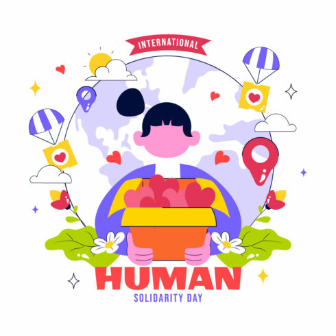 10 International Human Solidarity Day Illustration cover image.