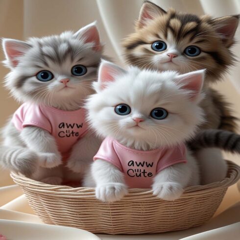 Kittens are sitting in a basket cover image.